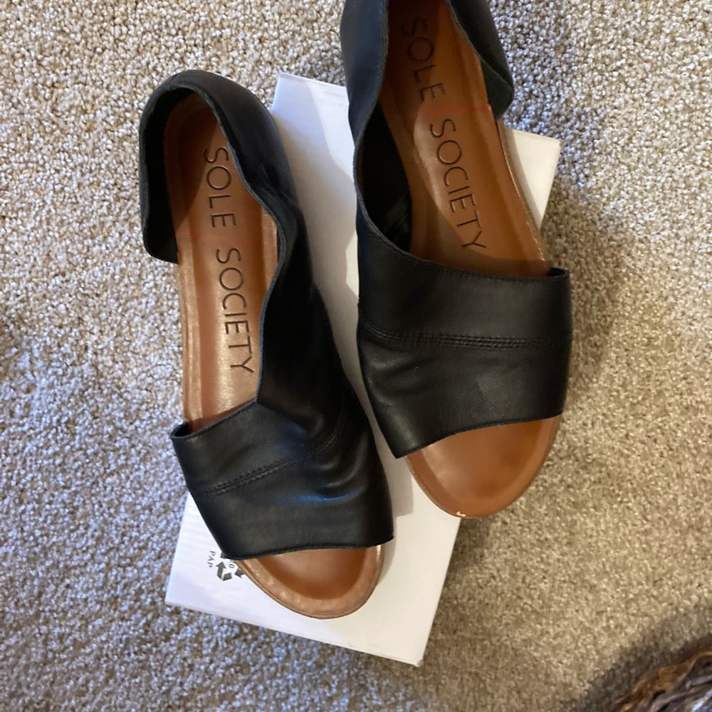 Sole Society Black and Tan Mules